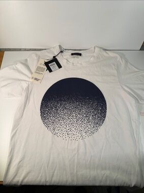 Selected Homme, White Graphic Dot Circle Cotton T-Shirt